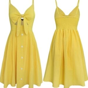 FANCYINN Womens Tie Front Button Down Spaghetti Strap  Dress NWT Size XL